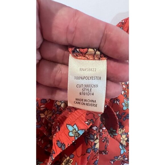 Max Studio Women's Floral Print Ruffle Hem Maxi Skirt In Dark Orange Size Small - Picture 10 of 10